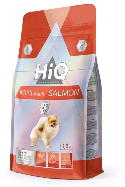 Сухой корм для взрослых собак малых пород HiQ Mini Adult Salmon 1.8kg