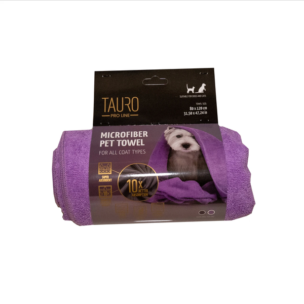 Полотенце для домашних животных из микрофибры Tauro Pro Line, purple 80*120 cm