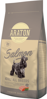 Полноценный сухой корм с лососем для взрослых собак всех пород ARATON SALMON Adult All Breeds 15кг