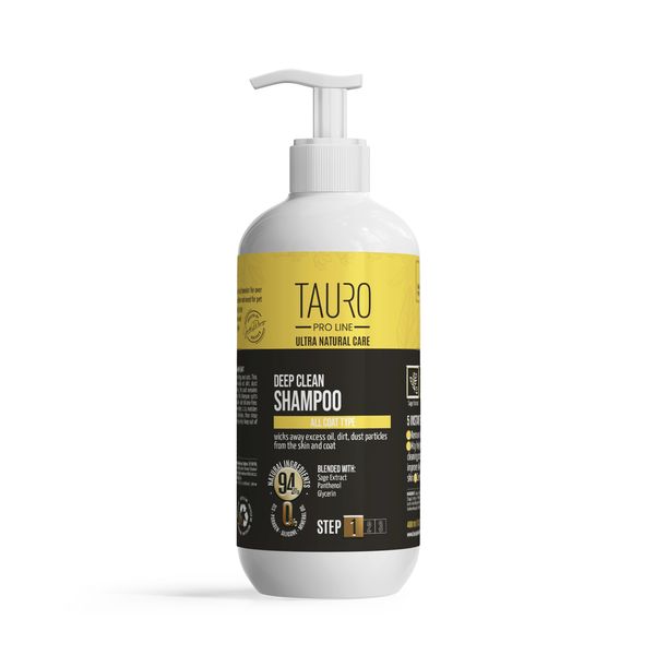 Шампунь для глибокого очищення шкіри та шерсті собак і котів TAURO PRO LINE Ultra Natural Care Deep Clean Shampoo, 400 мл