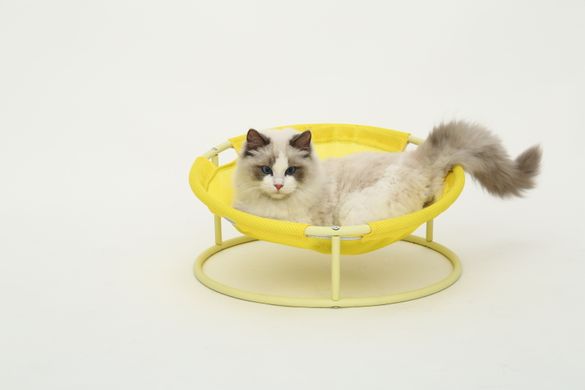 Складной лежак для домашних животных MISOKO Pet bed round, 45x45x22 cm, yellow