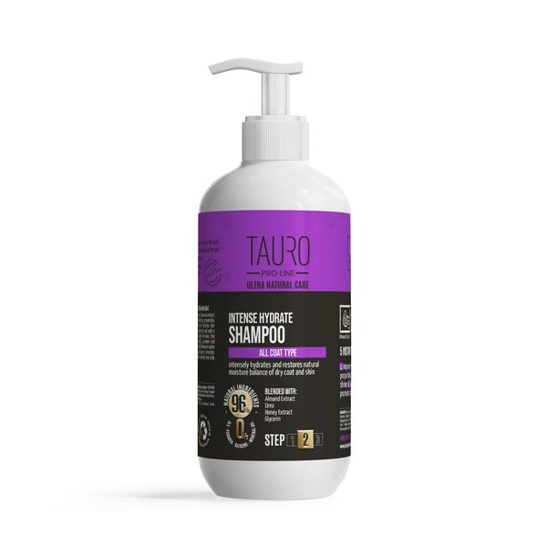 Интенсивно увлажнящий шампунь для шерсти и кожи собак и кошек TAURO PRO LINE Ultra Natural Care Intense Hydrate Shampoo, 400 мл