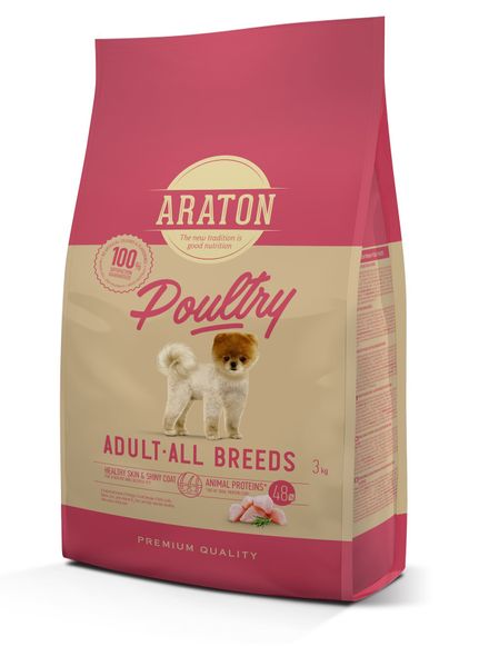 Повноцінний сухий корм для дорослих собак всіх порід. ARATON POULTRY Adult All Breeds 3кг