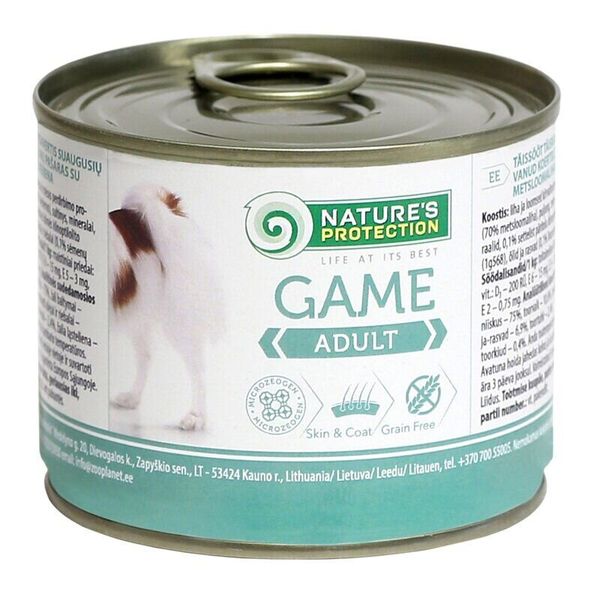 Влажный корм для взрослых собак всех пород с дичью Nature's Protection Adult Game 200г