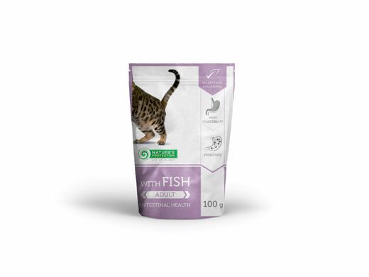 Влажный корм для взрослых кошек с чуствительным пищеварением с рыбой Nature's Protection Intestinal health with Fish 100 г