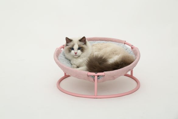 Складаний лежак для домашніх тварин MISOKO Pet bed round plush, 45x45x22 cm, pink
