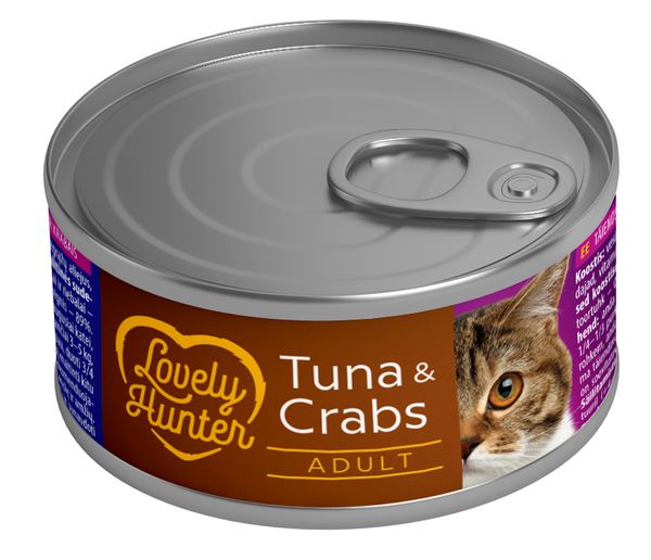 Влажный корм для взрослых кошек с тунцом и крабом Lovely Hunter Adult cats with Tuna and Crab, 85 г
