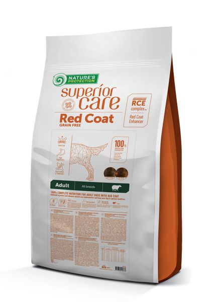 Сухой беззерновой корм для взрослых собак всех пород с рыжим окрасом шерсти Superior Care Red Coat Grain Free Adult All Breeds with Lamb 10 кг