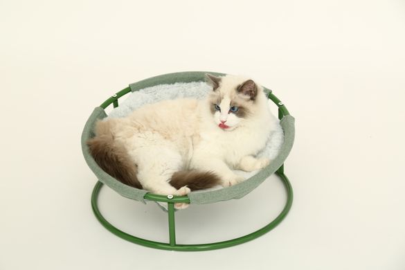 Складной лежак для домашних животных MISOKO Pet bed round plush, 45x45x22 cm, light green