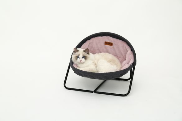 Складаний лежак для домашніх тварин MISOKO Pet bed round plush, 45x45x22 cm, grey and pink