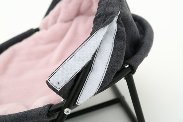 Складной лежак для домашних животных MISOKO Pet bed round plush, 45x45x22 cm, grey and pink