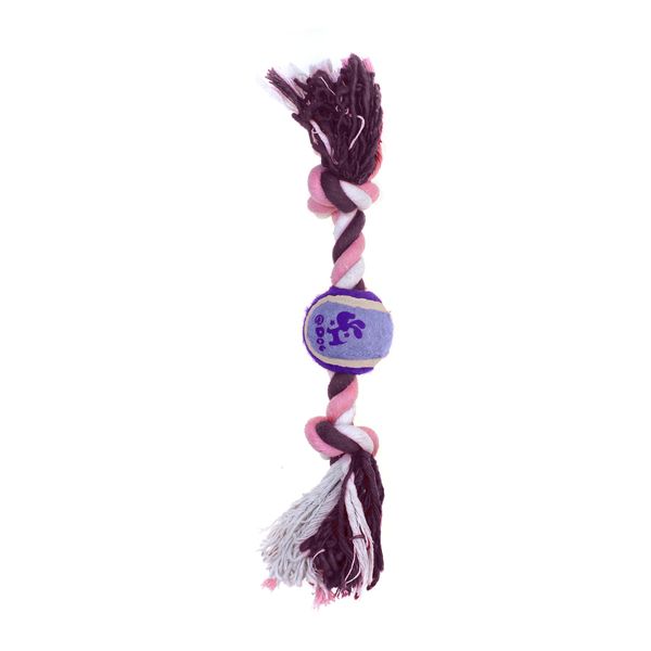 Іграшка для собак MISOKO&CO Тенісний м'яч з мотузкою, purple, 30.5x5 cm