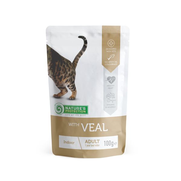 Влажный корм для взрослых кошек с телятиной Nature‘s Protection Indoor with Veal 100 г