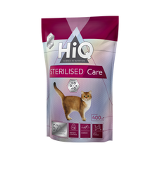 Сухий корм для дорослих стерилізованих кішок та кастрованих котів HiQ Sterilised care 400g
