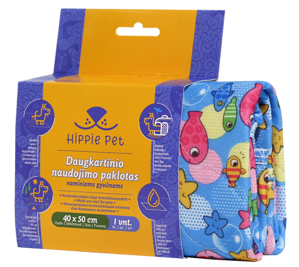 HIPPIE PET Багаторазова пелюшка S, 40*50 см (риба)