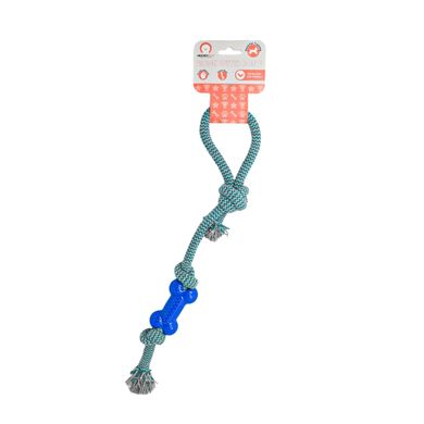 Іграшка для собак MISOKO&CO Довга мотузка з кісткою, blue, 48 cm