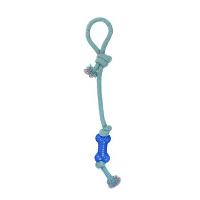 Іграшка для собак MISOKO&CO Довга мотузка з кісткою, blue, 48 cm