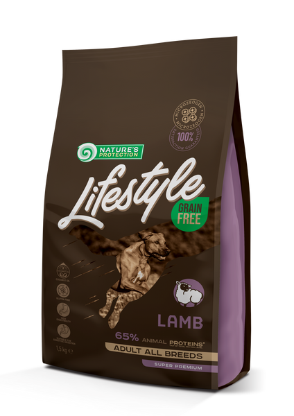 Сухий беззерновий корм з ягнятиною для дорослих собак всіх порід Lifestyle Grain Free Lamb Adult All Breeds 1.5кг