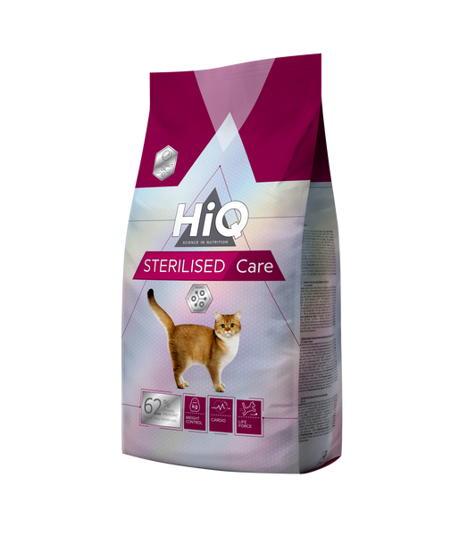 Сухий корм для дорослих стерилізованих кішок та кастрованих котів HiQ Sterilised care 1.8kg