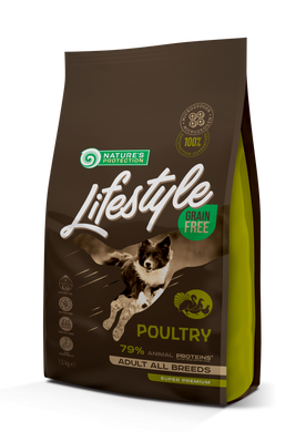 Сухий беззерновий корм з птицею для дорослих собак всіх порід Lifestyle Grain Free Poultry Adult All Breeds 1.5кг