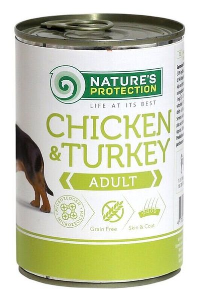 Влажный корм для взрослых собак всех пород с курицей и индейкой Nature's Protection Adult Chicken&Turkey 400г