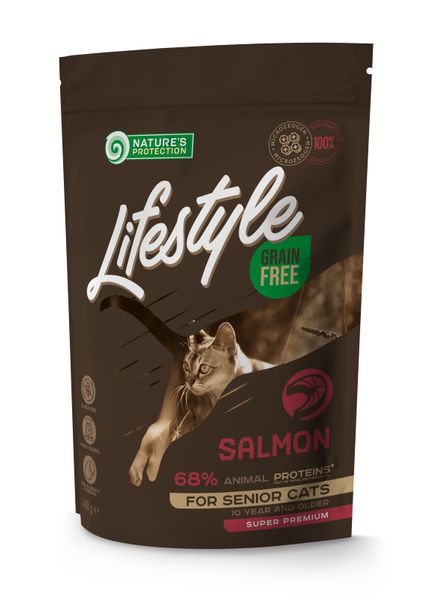 Сухой беззерновой корм для пожилых кошек c лососем Lifestyle Grain Free Salmon Senior Cat 400г