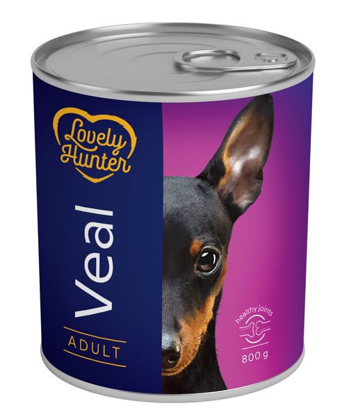 Вологий корм для дорослих собак з телятиною Lovely Hunter Adult veal 800 г