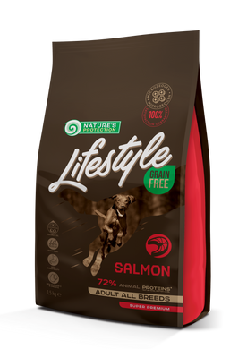 Сухий беззерновий корм з лососем для дорослих собак всіх порід Lifestyle Grain Free Salmon Adult All Breeds 1.5кг