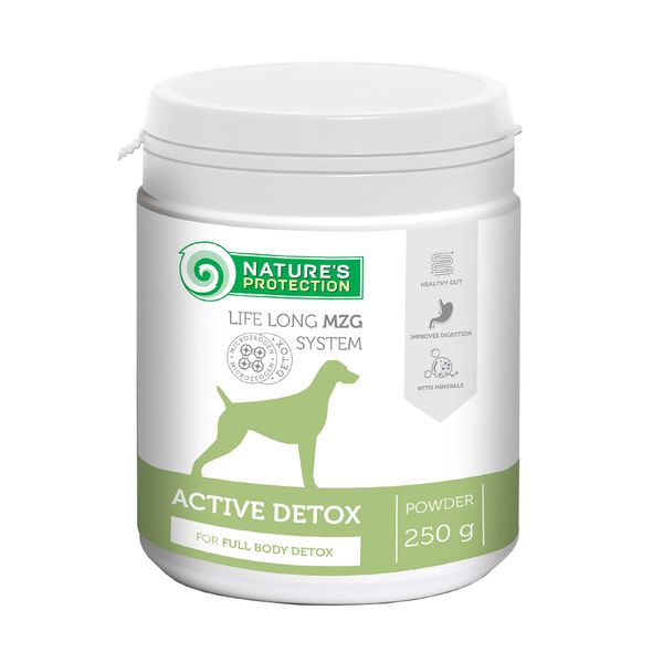 Харчова добавка для очищення організму дорослих собак із кальцієм та магнієм Nature's Protection Active Detox, 250 г