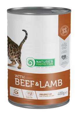 Влажный корм для взрослых кошек с говядиной и ягненком Nature's Protection with Beef & Lamb 400 г