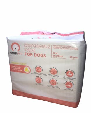 Misoko&Co Одноразові пелюшки для собак з ароматом лимона (цуценята та лапки), 60*90 см