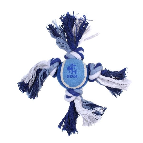 Іграшка для собак MISOKO&CO Тенісний м'яч з вузлами з мотузки, blue, 27cm