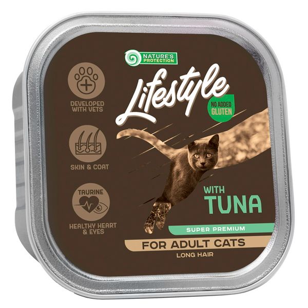 Вологий корм для дорослих довгошерстих котів з тунцем Nature's Protection Lifestyle Long Hair with Tuna, 85 г