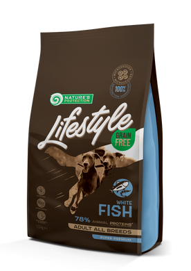 Сухой беззерновой корм с белой рыбой для взрослых собак всех пород Lifestyle Grain Free White Fish Adult All Breeds 1.5кг
