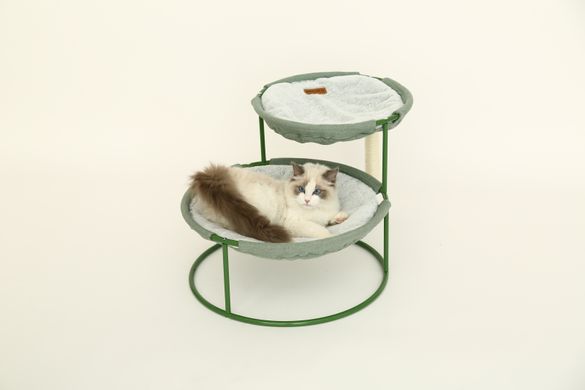 Подвійний лежак для домашніх тварин MISOKO Pet bed, round, double, steel frame, 70x50x40 cm, light green