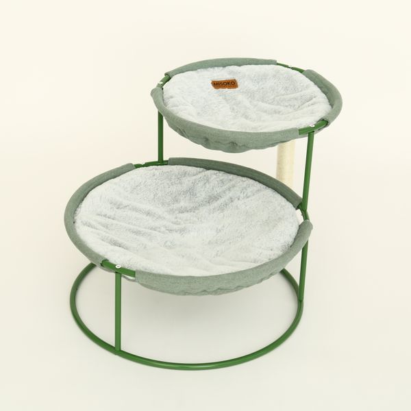 Двойной лежак для домашних животных MISOKO Pet bed, round, double, steel frame, 70x50x40 cm, light green