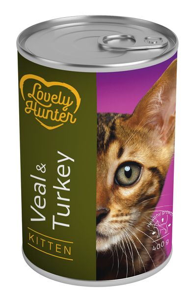 Влажный корм для котят с телятиной и индюшкой Lovely Hunter Kitten Veal and Turkey 400 г