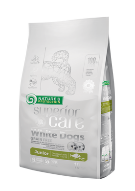 Сухий беззерновий корм для цуценят малих порід з білим забарвленням шерсті Superior Care White Dogs Grain Free Junior Small and Mini Breeds 10 кг