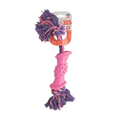 Іграшка для собак MISOKO&CO Шипи з мотузкою, pink, 38 cm