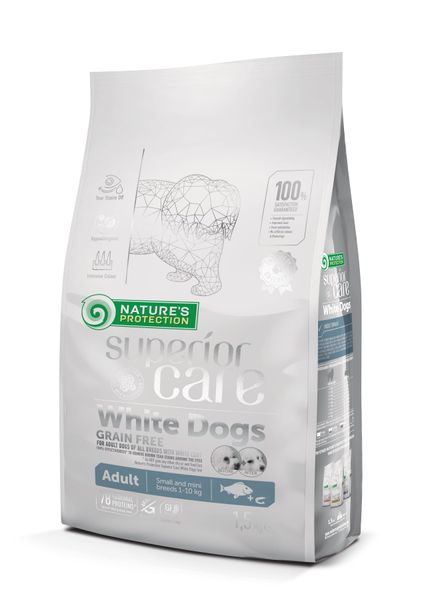 Сухой беззерновой корм для взрослых собак с белой шерстью, для малых пород Superior Care White Dogs Grain Free Adult Small and Mini Breeds 1.5кг