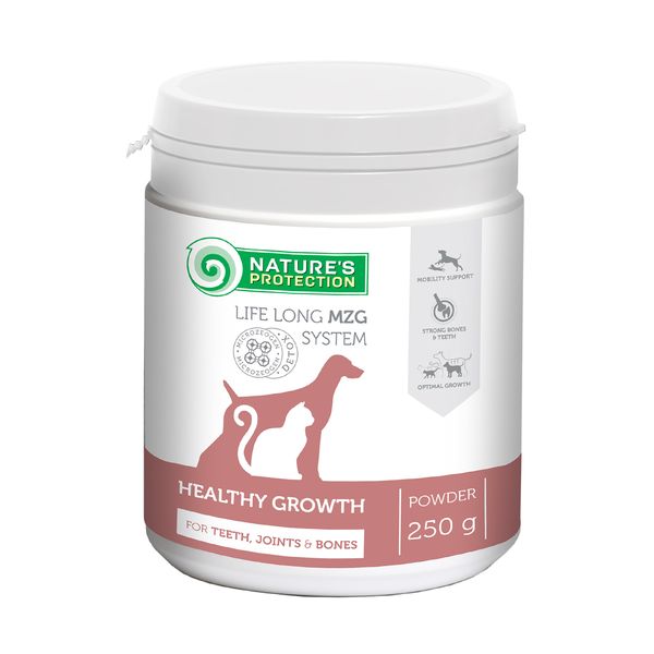 Пищевая добавка для поддержания здоровья зубов, суставов и костей собак и котов Nature's Protection Healthy growth Formula, 250 г