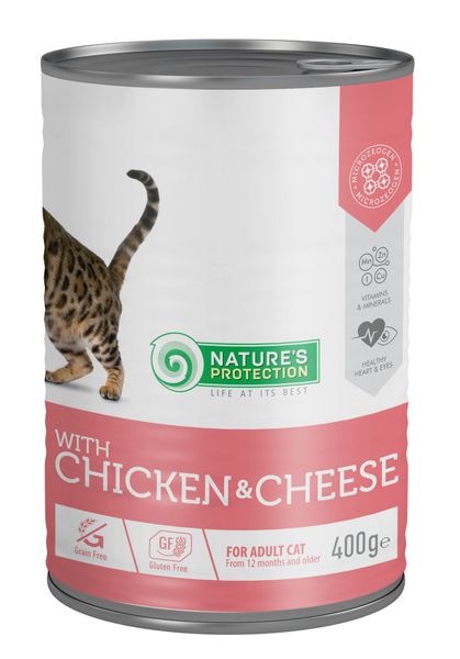 Вологий корм для дорослих котів з куркою і сиром Nature's Protection with Сhicken & Сheese 400 г