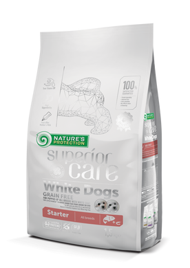 Сухий беззерновий корм для цуценят (стартер) всіх порід з білим забарвленням шерсті Superior Care White Dogs Grain Free Starter All Breeds 1.5кг