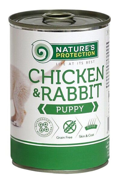 Вологий корм для цуценят всіх порід з курятиною та кролятиною Nature's Protection Puppy chicken & rabbit 800г