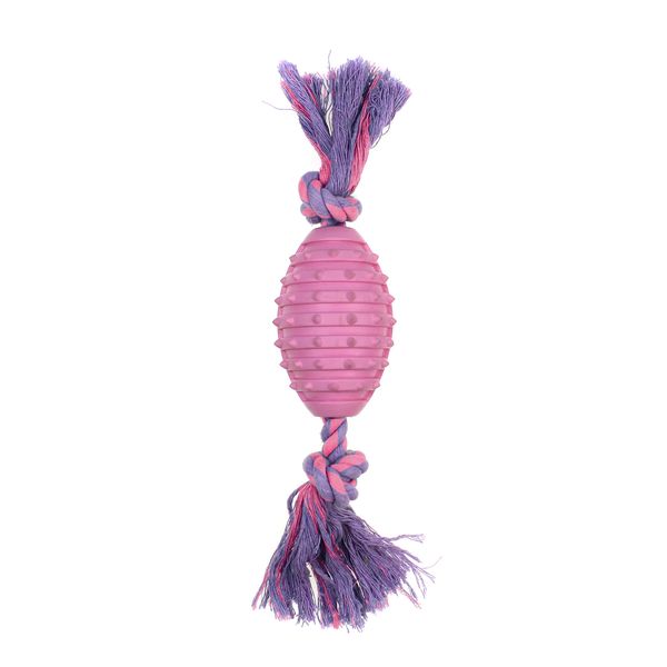 Игрушка для собак MISOKO&CO Мяч для регби с веревкой, pink, 24x8 cm