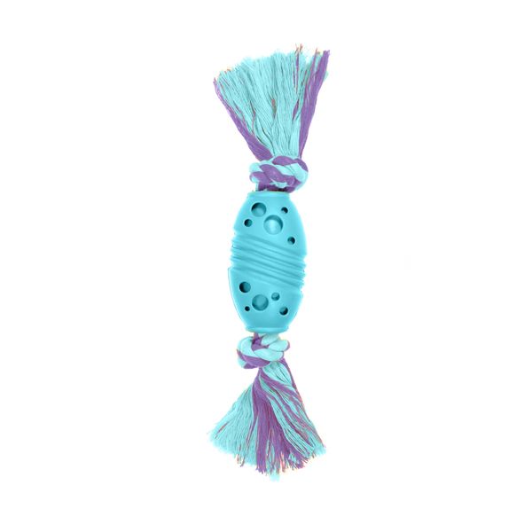 Іграшка для собак MISOKO&CO М'яч для регбі з мотузкою, light blue, 24 cm