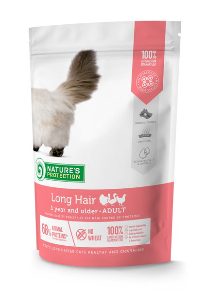 Сухой корм для взрослых кошек с длинной шерстью Nature's Protection Long hair 400г