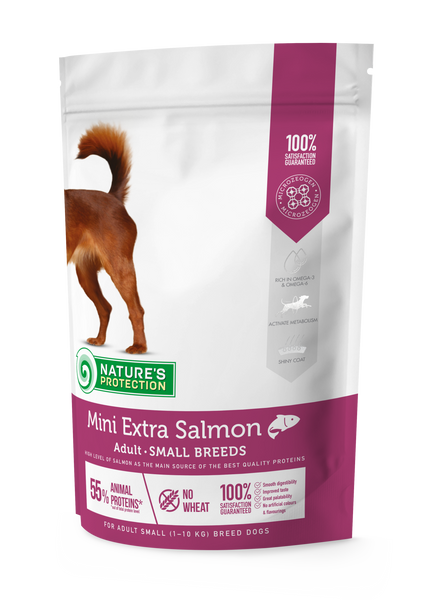 Сухий корм для дорослих собак малих порід з лососем Mini Extra Salmon Adult Small Breeds 500g