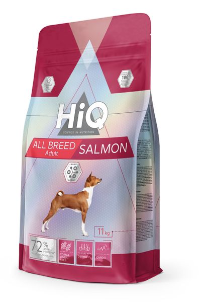 Сухий корм для дорослих собак всіх порід HiQ All Breed Adult Salmon 11 кг