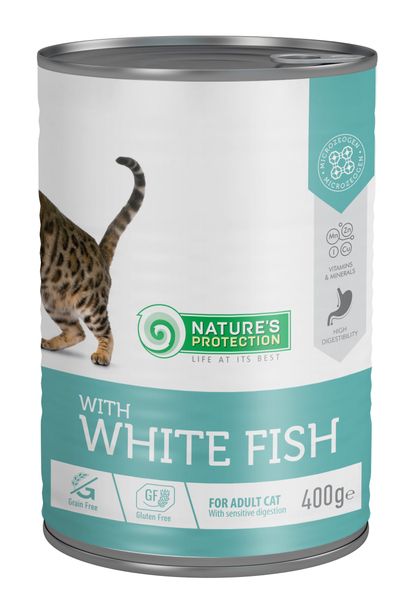 Вологий корм для дорослих котів з білою рибою Nature's Protection with White Fish 400 г
